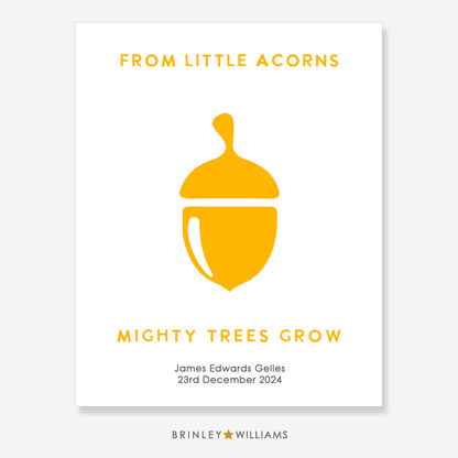 From Little Acorns Mighty Tress Grow Wall Art Poster - Personalised - Yellow