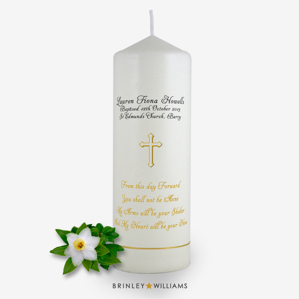 From this day forward Personalised Baptism Candle - Bronze