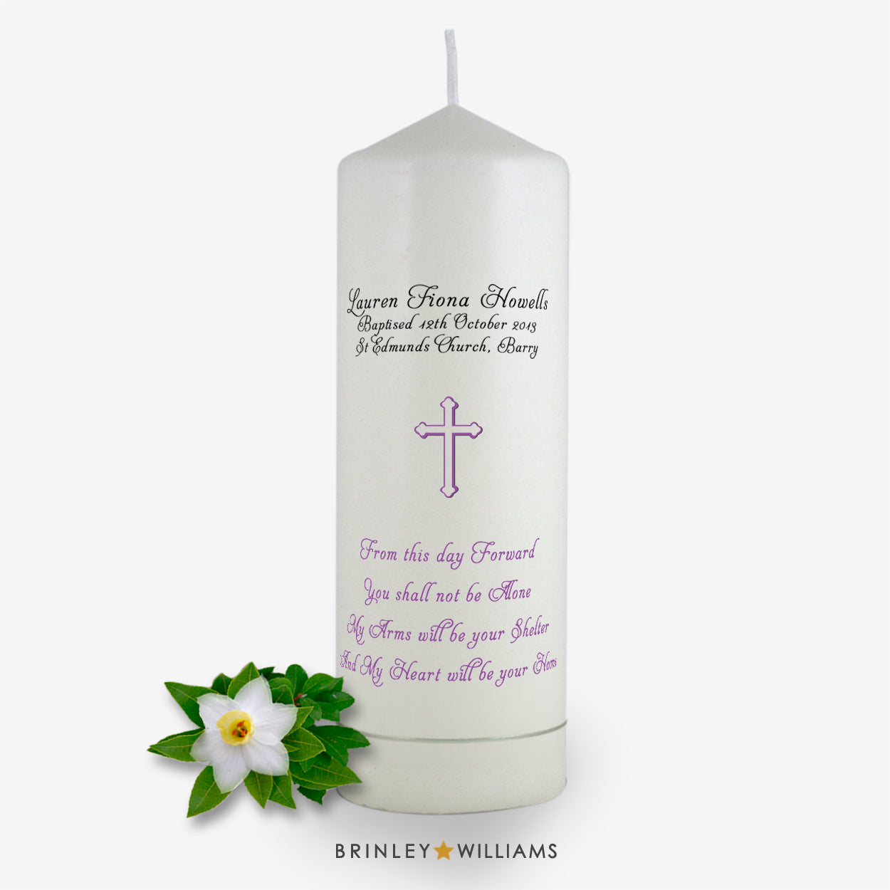 From this day forward Personalised Baptism Candle - Lavender