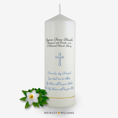 From this day forward Personalised Baptism Candle - Sky Blue