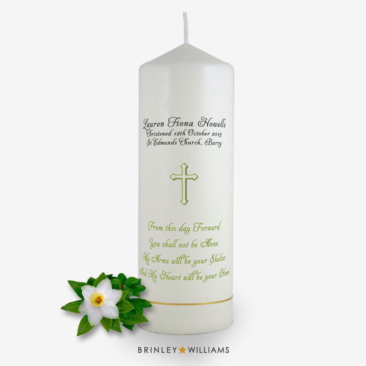 From this day forward Personalised Christening Candle - Emerald