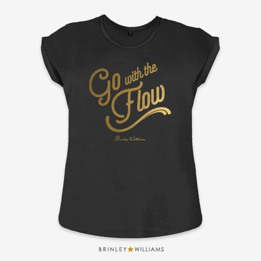 Go with the Flow Rolled Sleeve T-shirt - Black