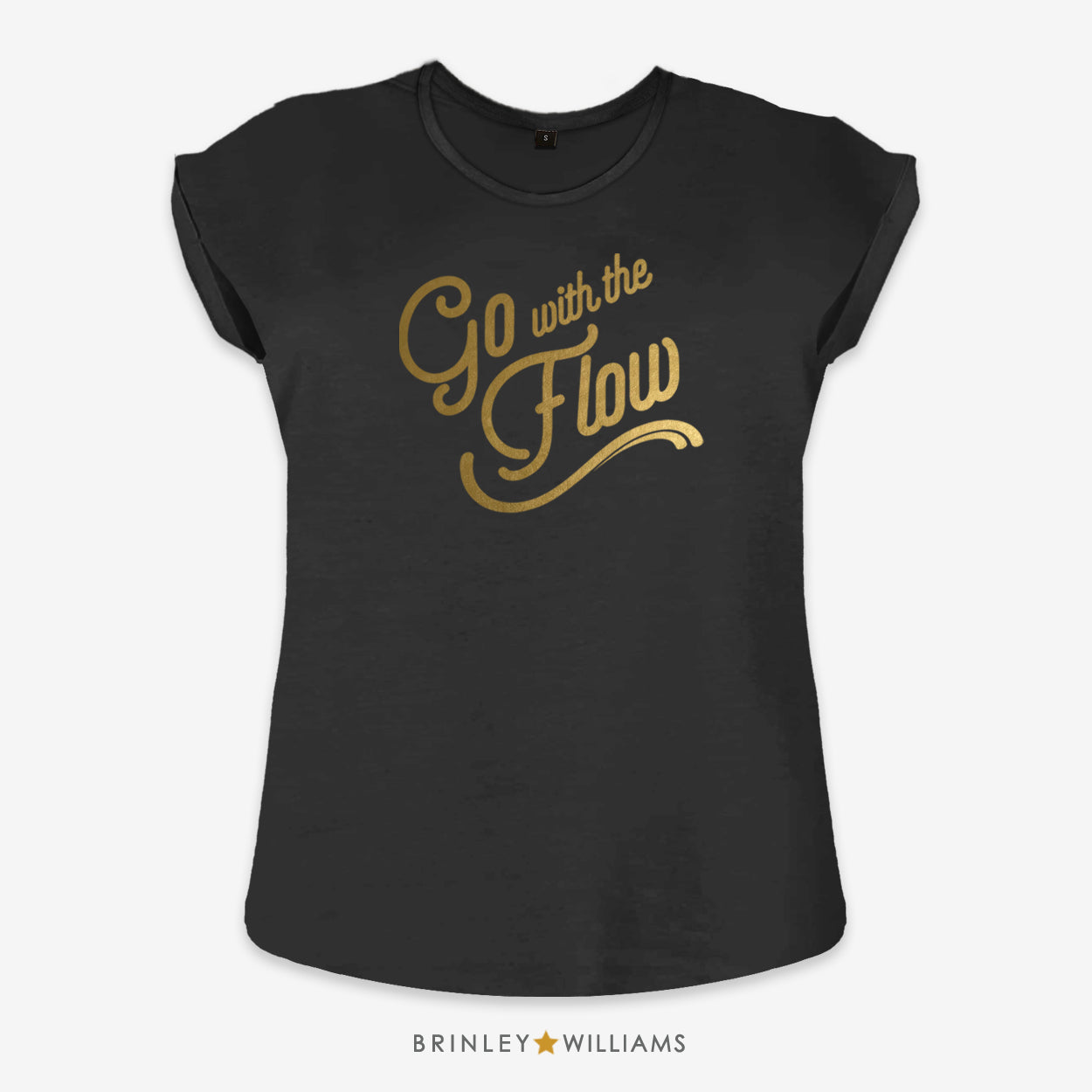 Go with the Flow Rolled Sleeve T-shirt -Black 