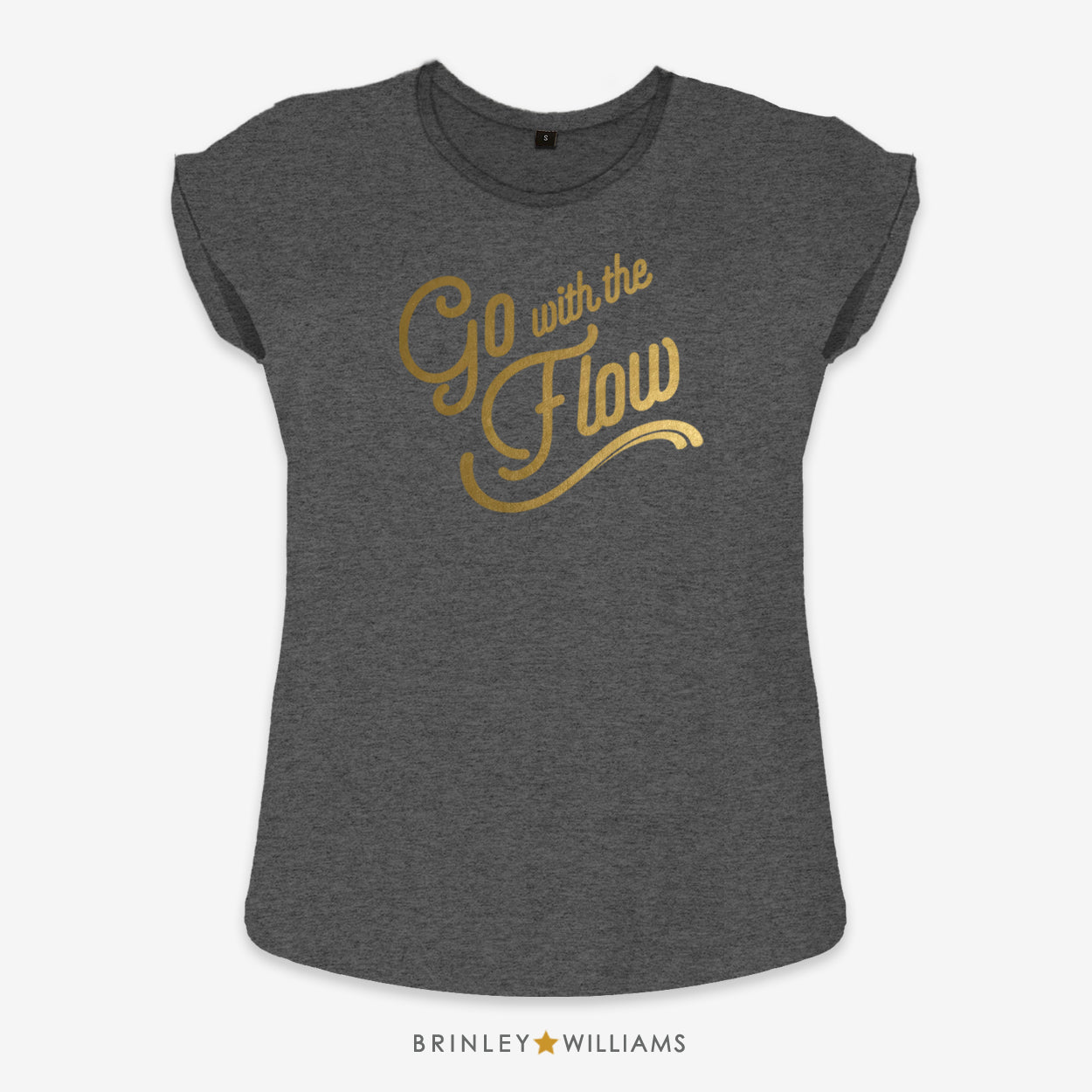 Go with the Flow Rolled Sleeve T-shirt - Charcoal Grey