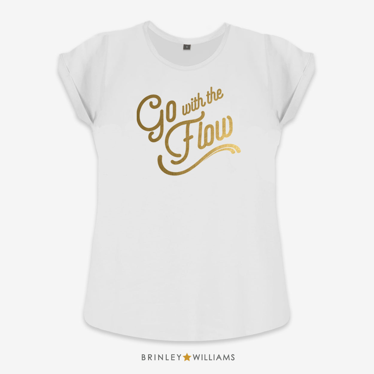 Go with the Flow Rolled Sleeve T-shirt - White