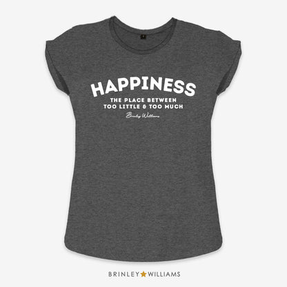 Happiness Rolled Sleeve T-shirt - Charcoal