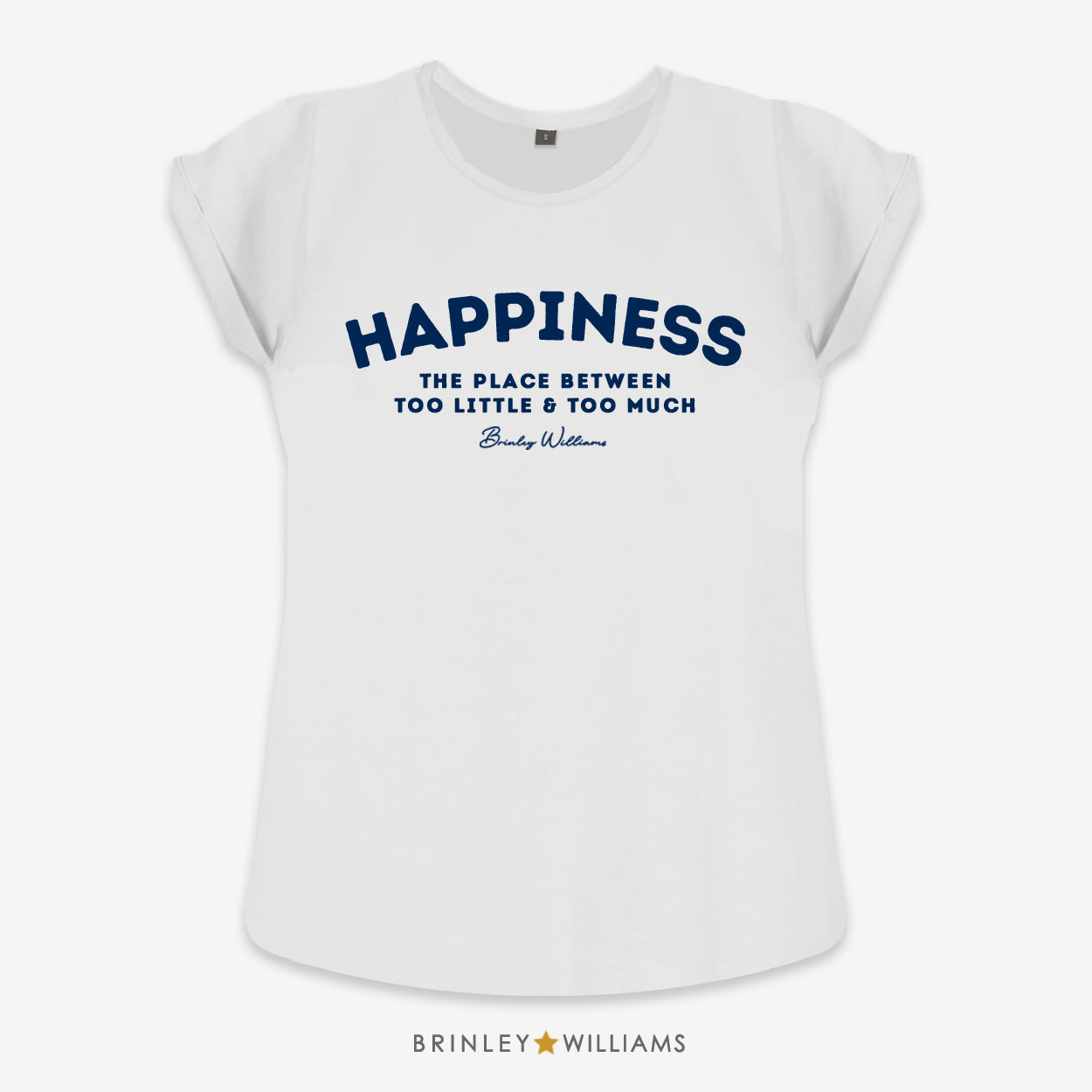 Happiness Rolled Sleeve T-shirt - White