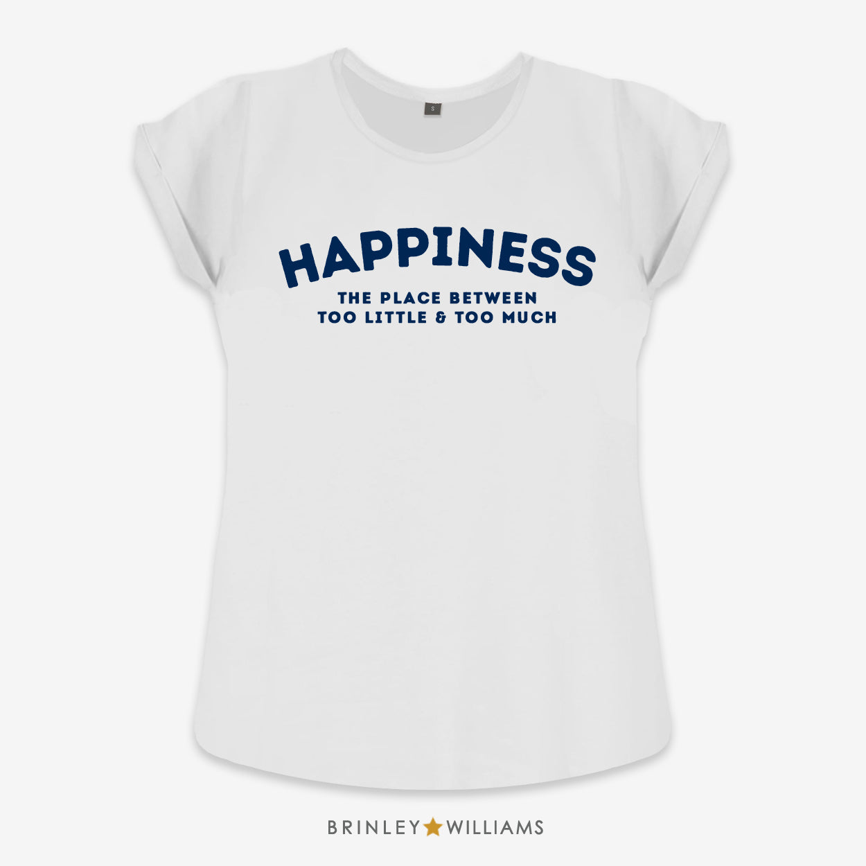 Happiness Rolled Sleeve T-shirt - White