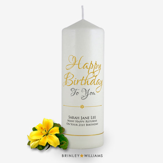 Happy Birthday to you Personalised  Candle - Bronze