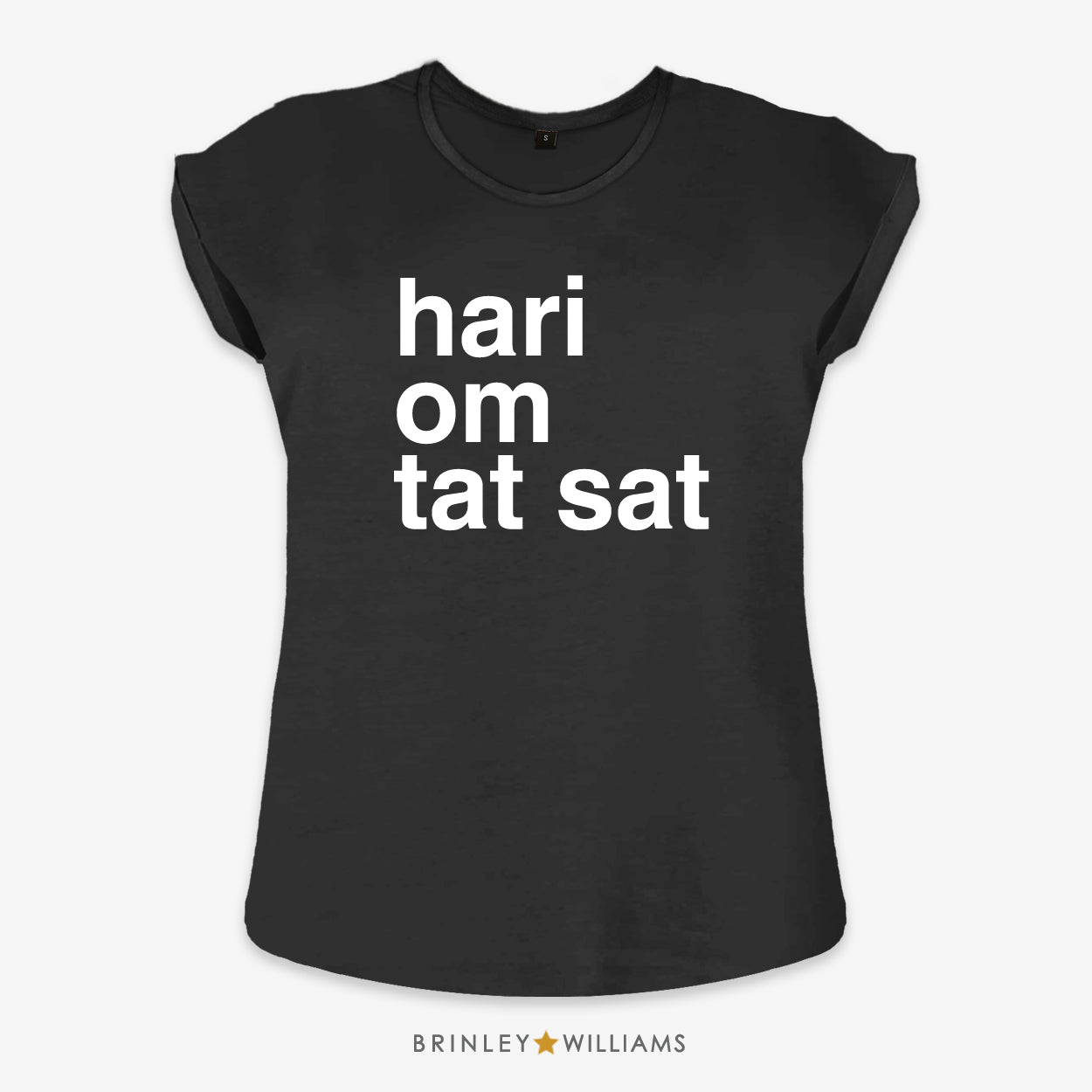 Hari Om Tat Sat Rolled Sleeve T-shirt - Black