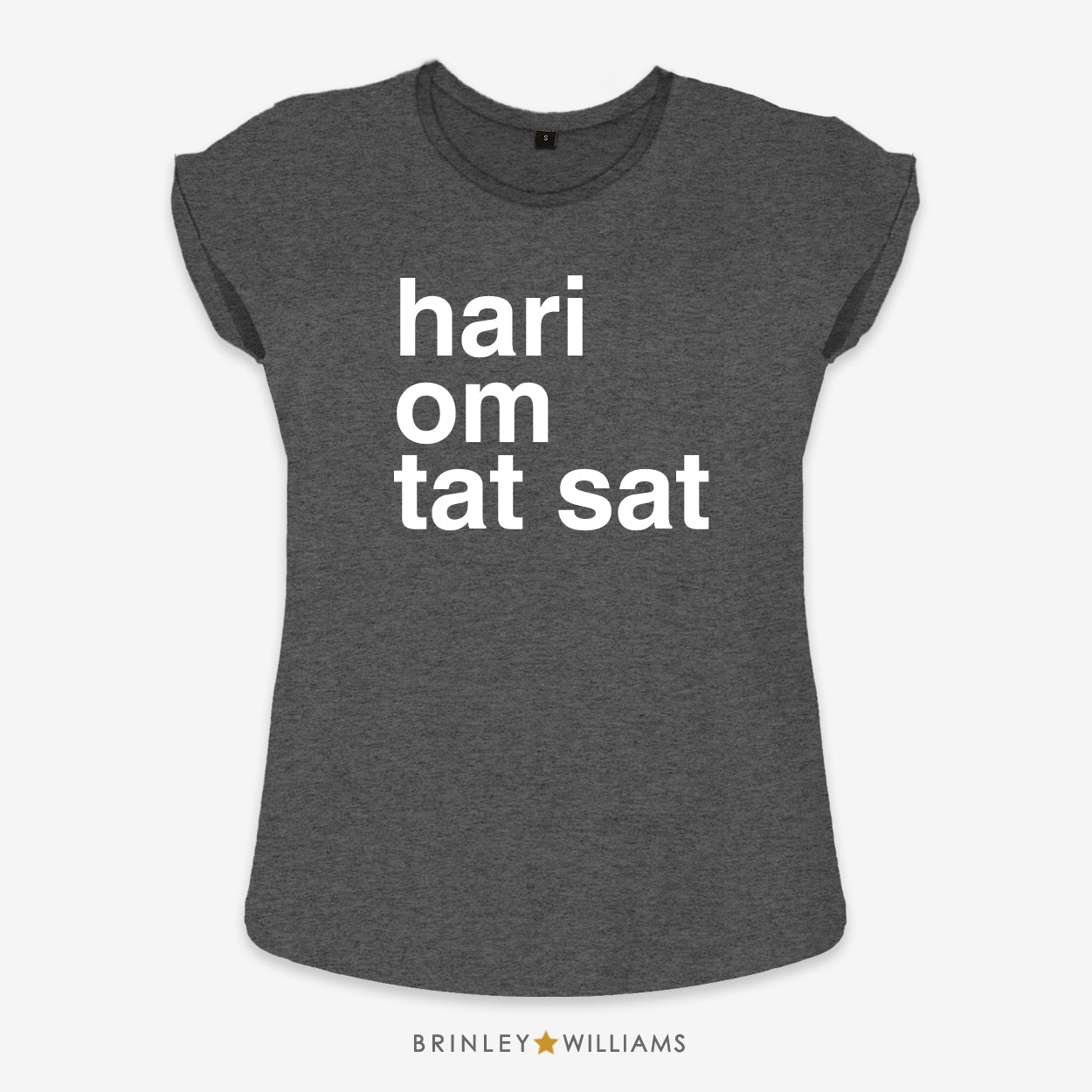 Hari Om Tat Sat Rolled Sleeve T-shirt - Charcoal Grey