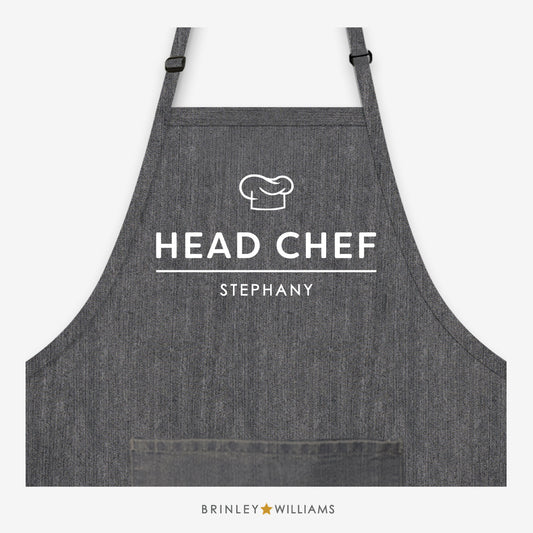 Head Chef Personalised Black Denim Apron