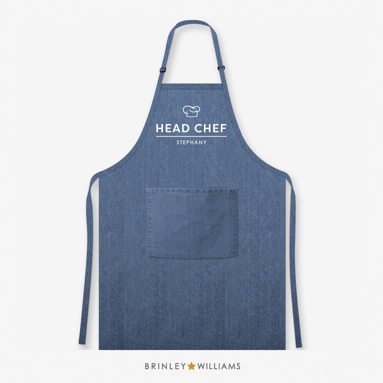 Head Chef Personalised Blue Denim Apron - Zoom Out