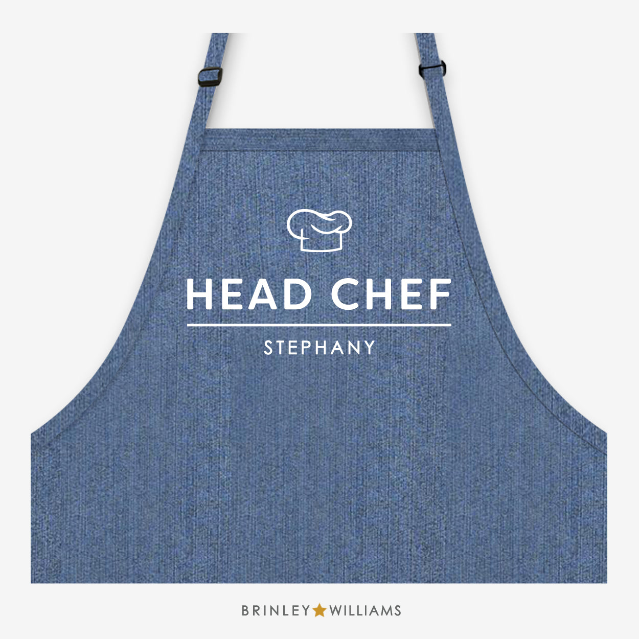 Head Chef Denim Apron - Personalised - Blue Denim