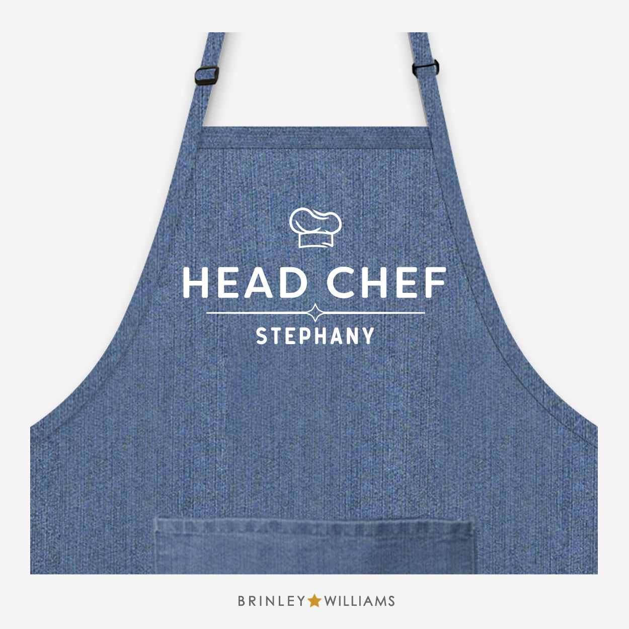Head Chef Personalised Denim Apron - Blue