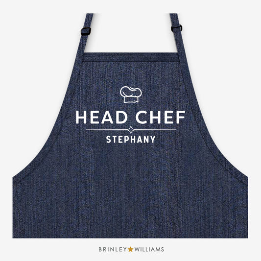 Head Chef Personalised Denim Apron - Indigo