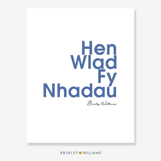 Hen Wlad Fy Nhadau Wall Art Poster - Blue
