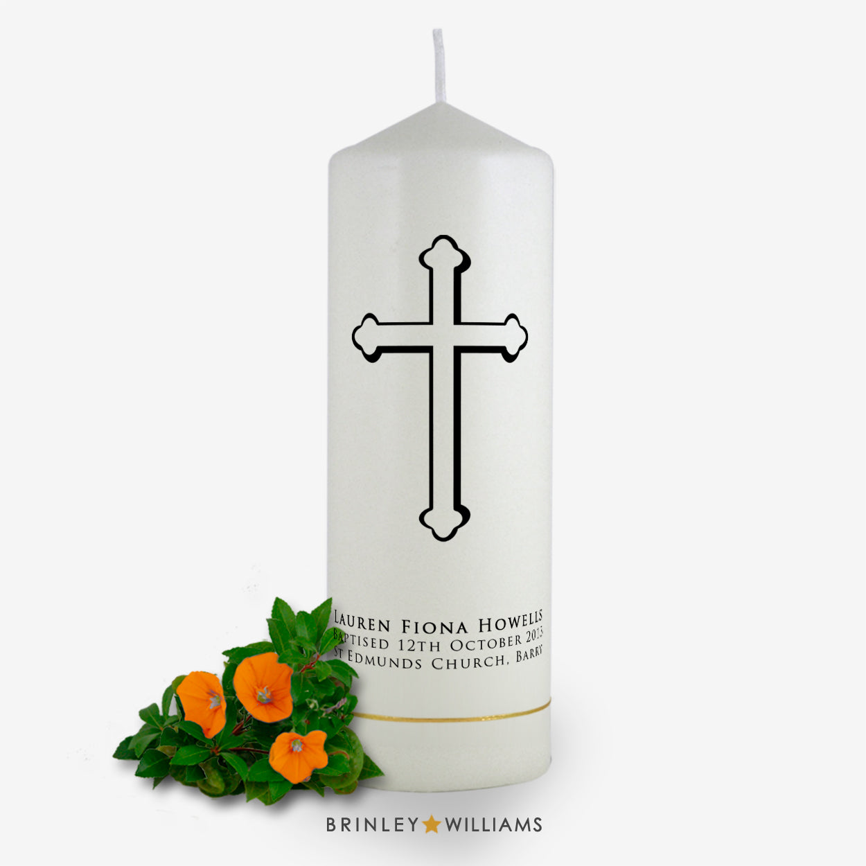 Holy Cross Personalised Baptism Candle - Charcoal