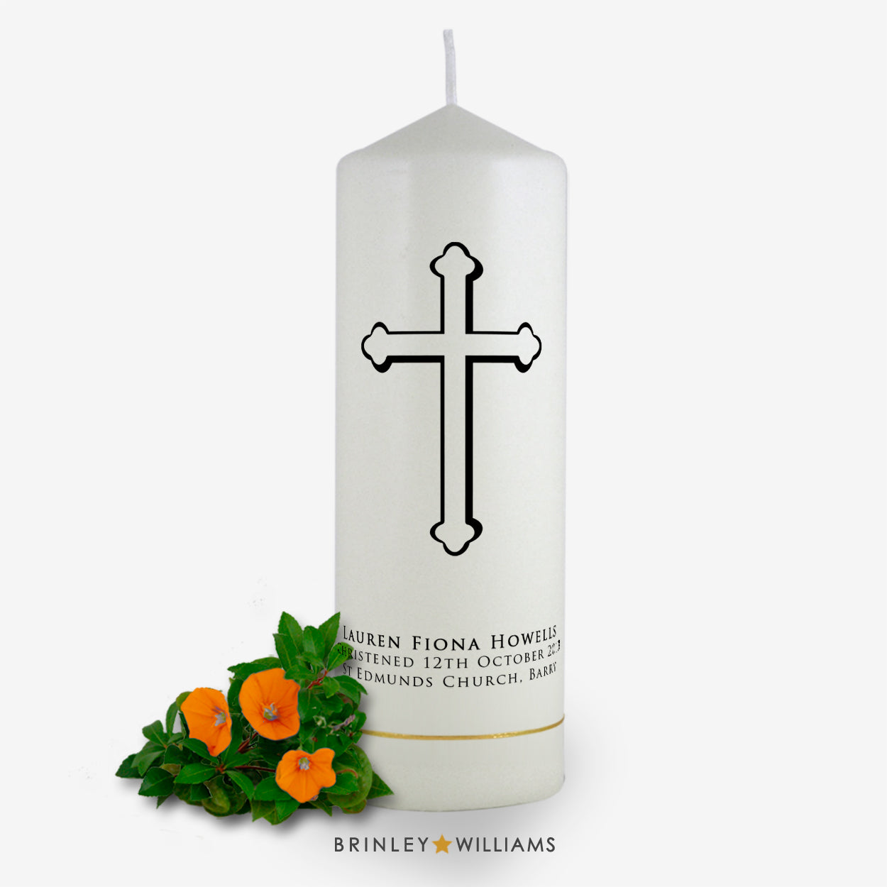 Holy Cross Personalised Christening Candle - Charcoal