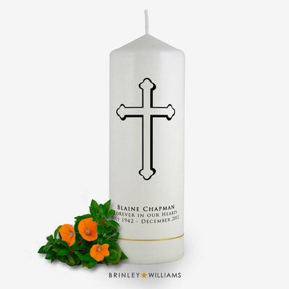 Holy Cross Personalised Memorial Candle - Charcoal