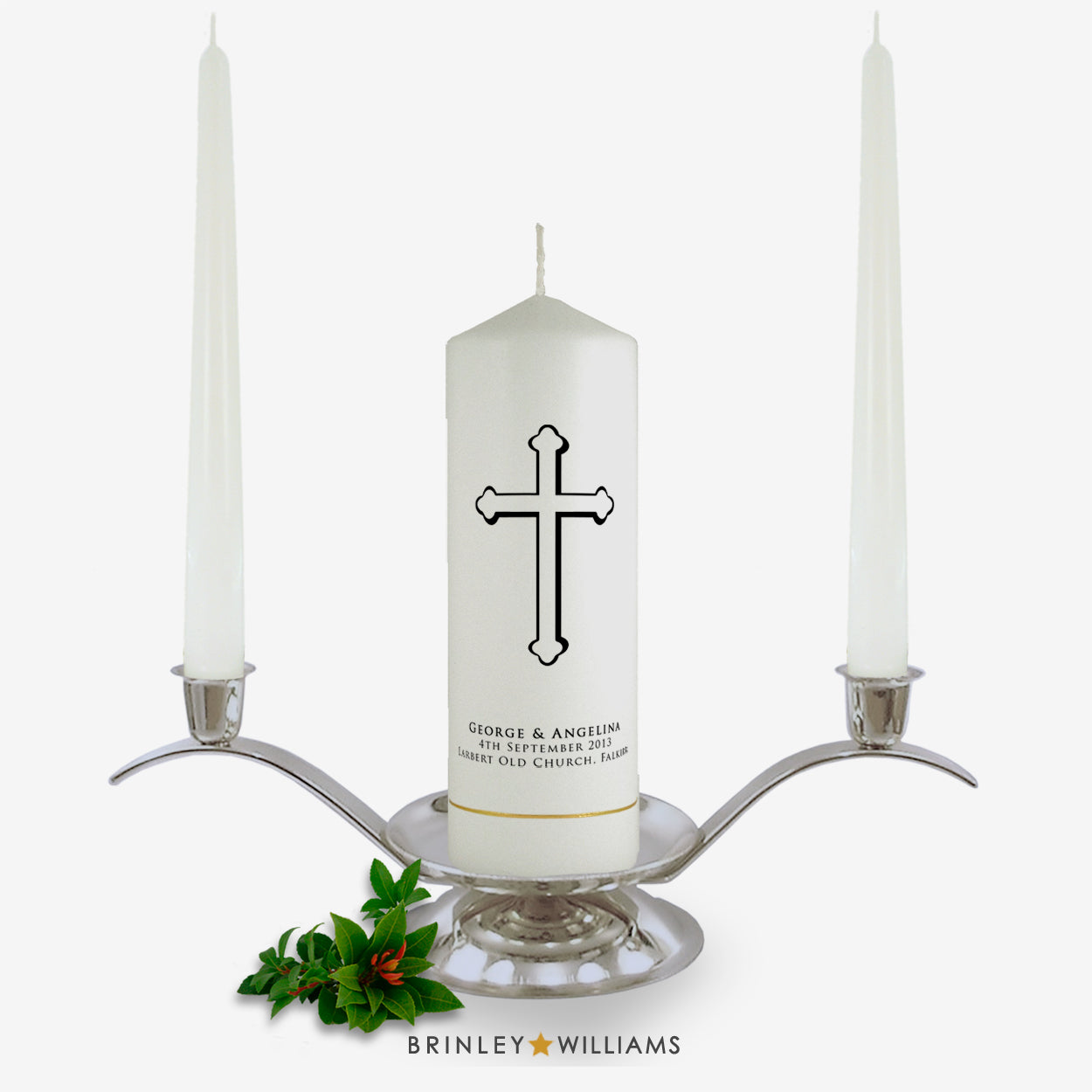 Holy Cross Personalised Unity Candle set - Charcoal