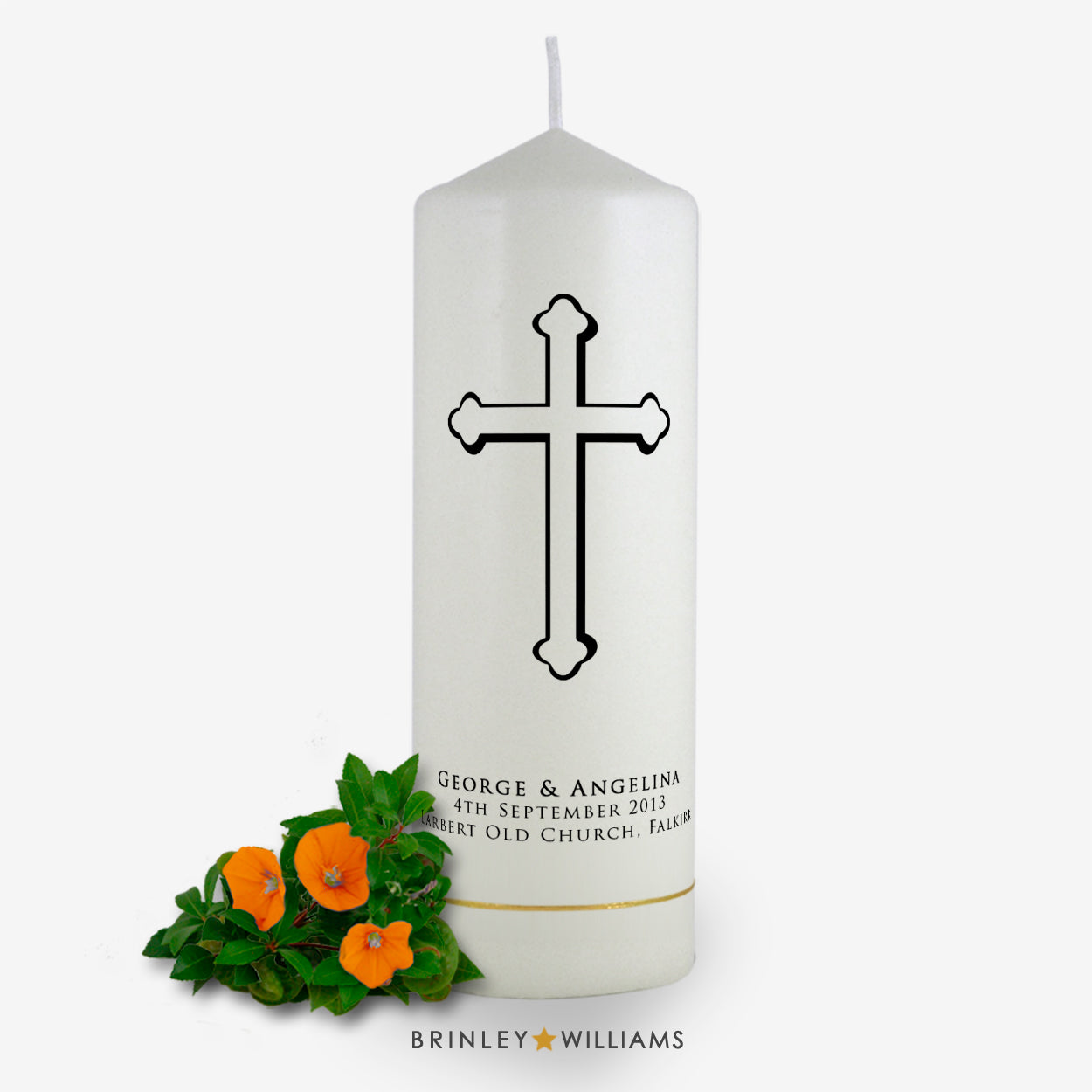Holy Cross Personalised Wedding Candle - Charcoal