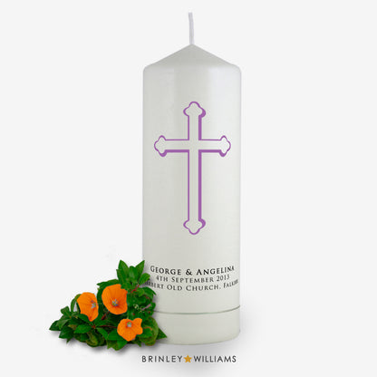 Holy Cross Personalised Wedding Candle - Lavender