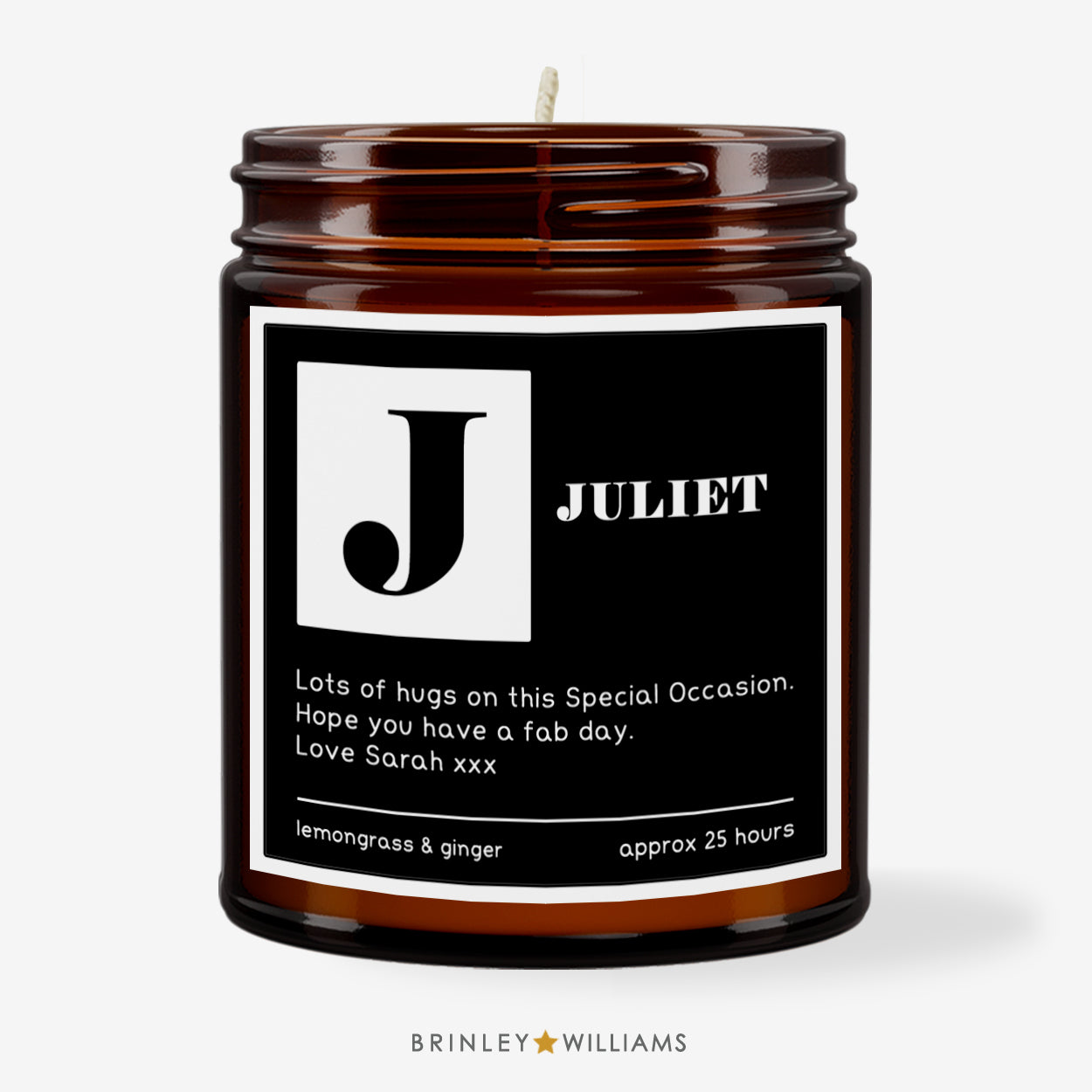 Initial Personalised Scented Candle - Black
