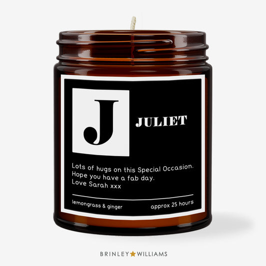 Initial Personalised Scented Candle - Black