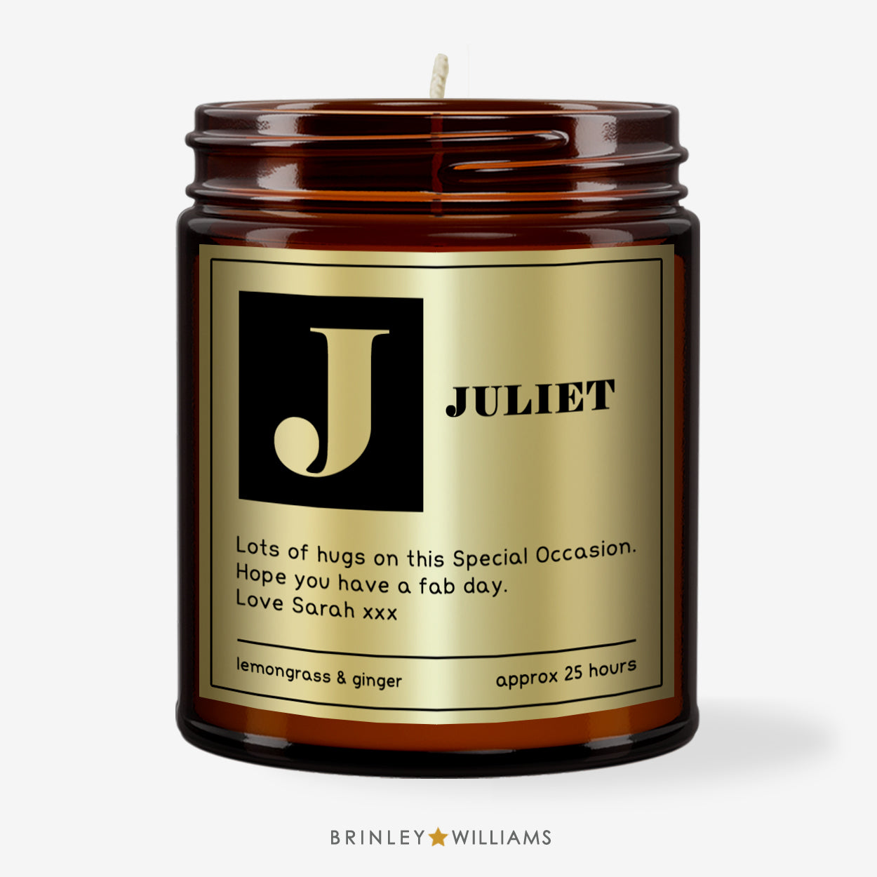 Initial Personalised Scented Candle - Gold Foil