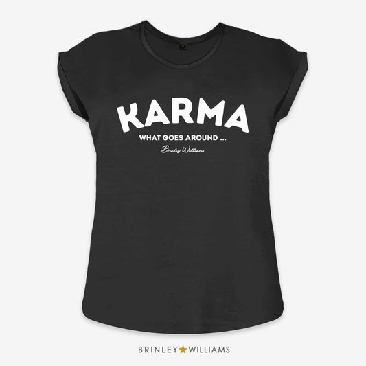 Karma Rolled Sleeve T-shirt - Black