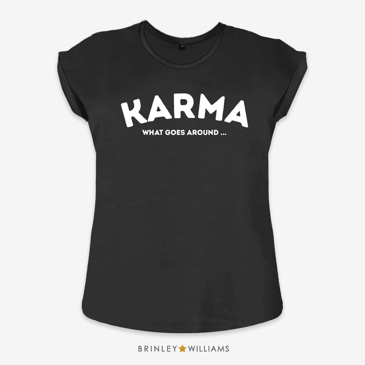 Karma Rolled Sleeve T-shirt - Black