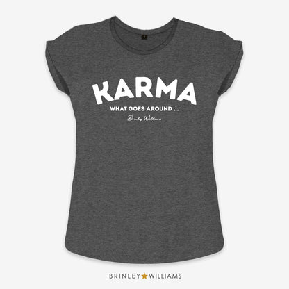 Karma Rolled Sleeve T-shirt - Charcoal