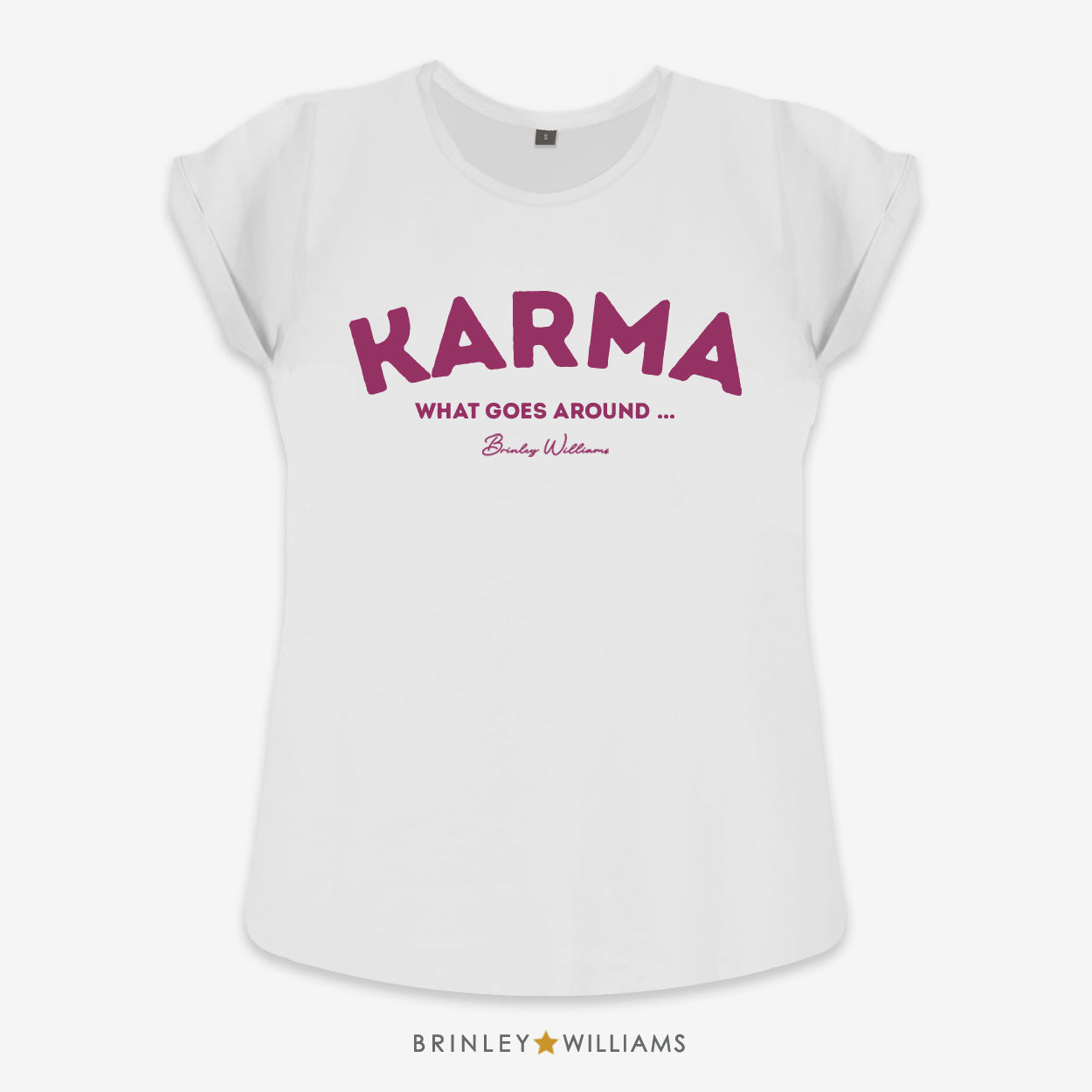 Karma Rolled Sleeve T-shirt - White
