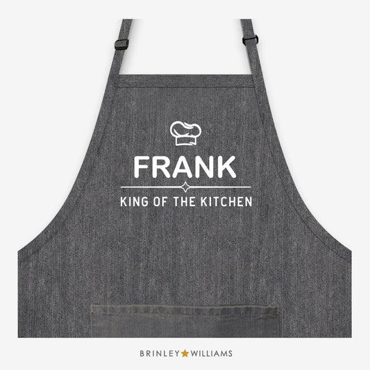 Personalised King of the Kitchen Denim Apron - Black