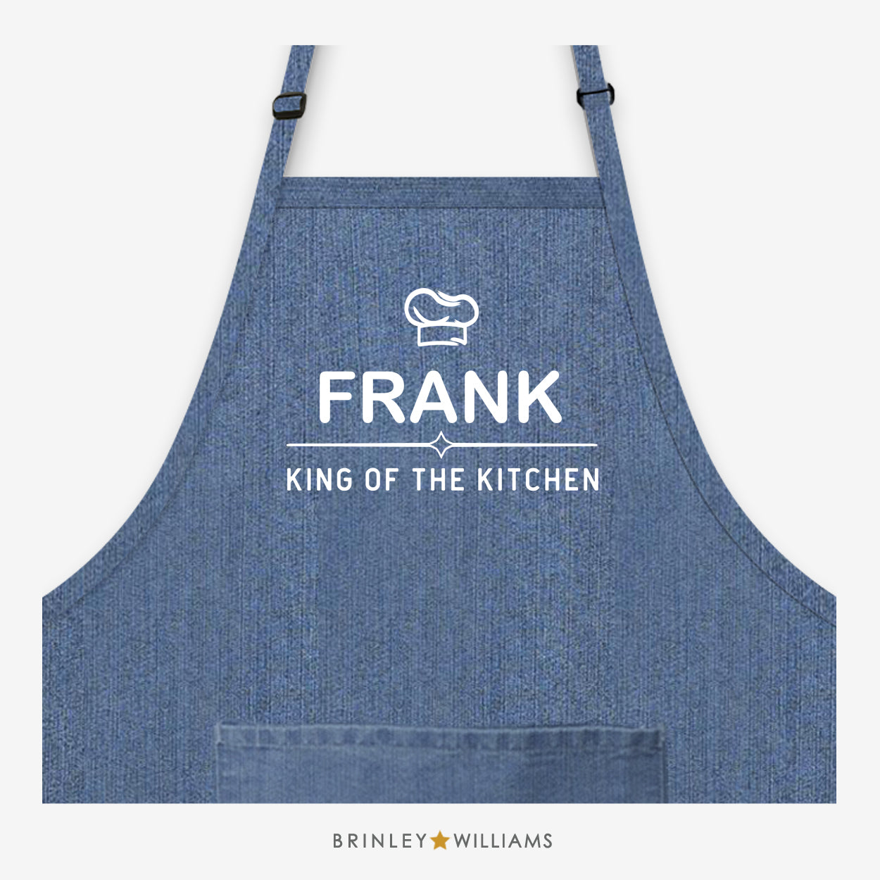 Personalised King of the Kitchen Denim Apron - Blue 