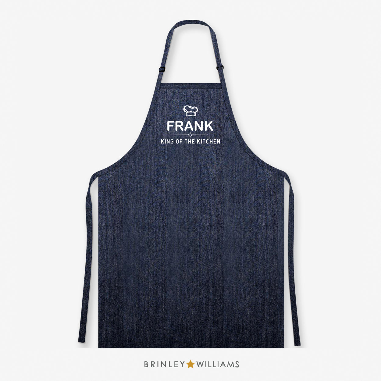 Personalised King of the Kitchen Denim Apron - Indigo Zoom