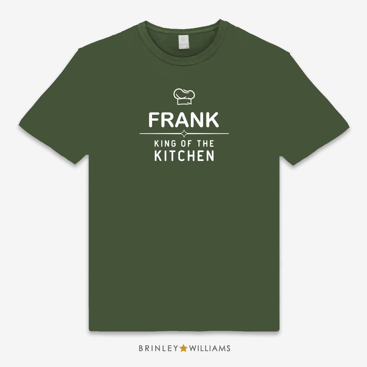King of the Kitchen Unisex Personalised Culinary T-shirt - military green
