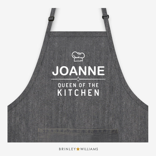 Personalised Queen of the Kitchen Denim Apron - Black