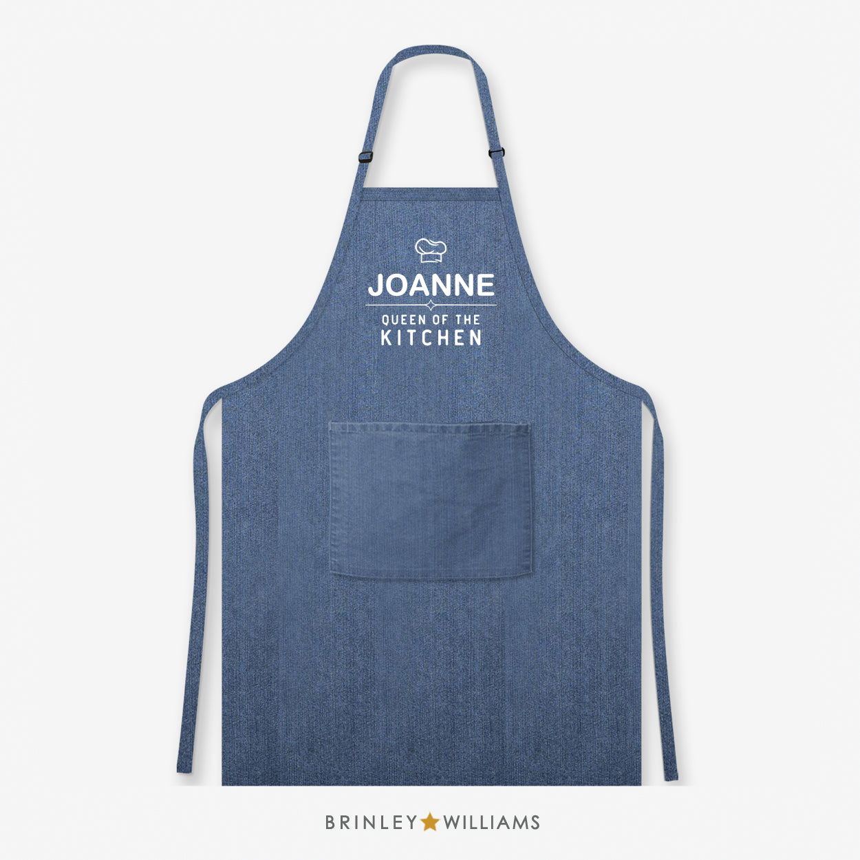 Personalised Queen of the Kitchen Denim Apron - Blue Zoom