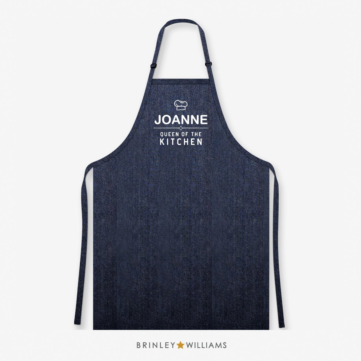 Personalised Queen of the Kitchen Denim Apron - Indigo Zoom