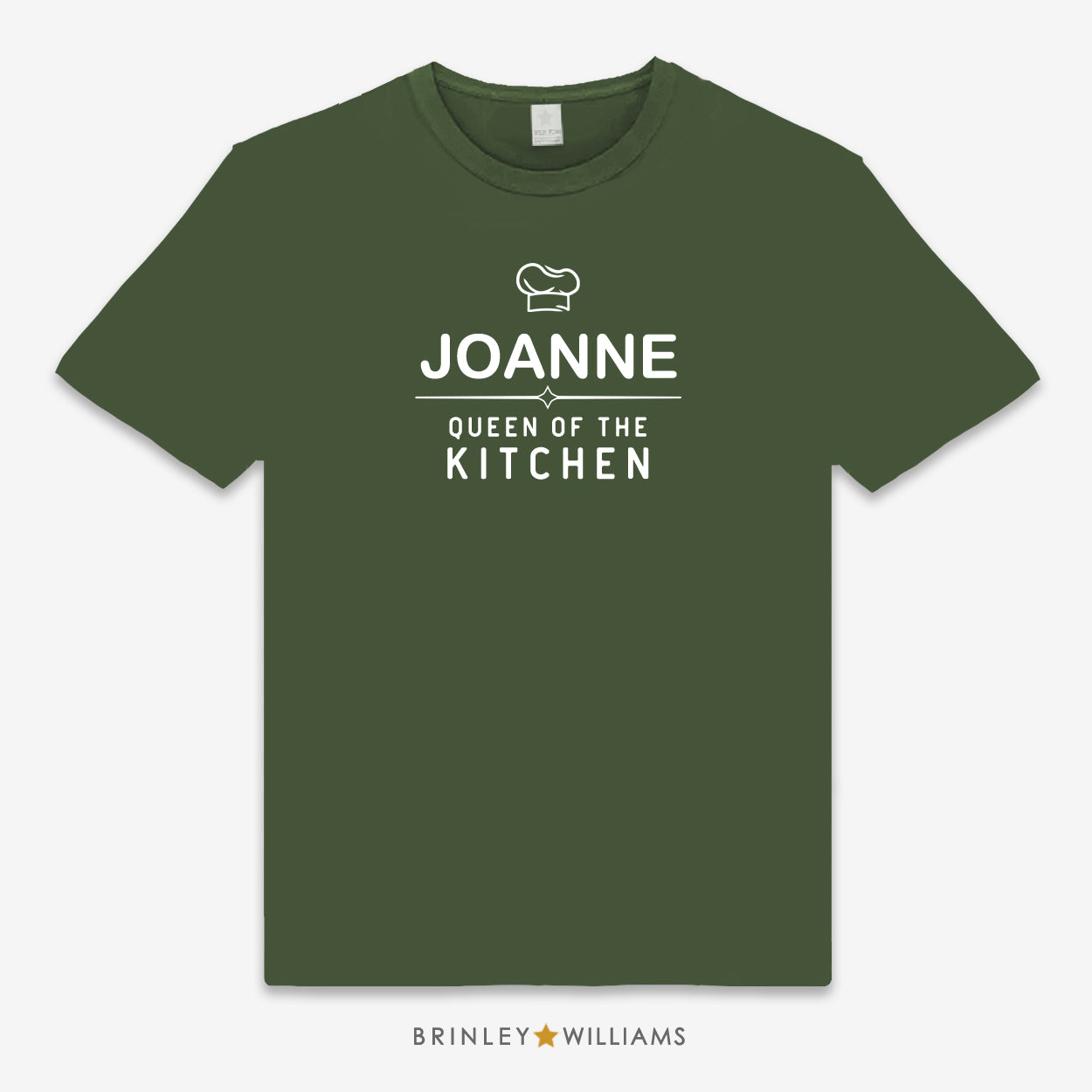 Queen of the Kitchen Unisex Personalised Culinary T-shirt - military green