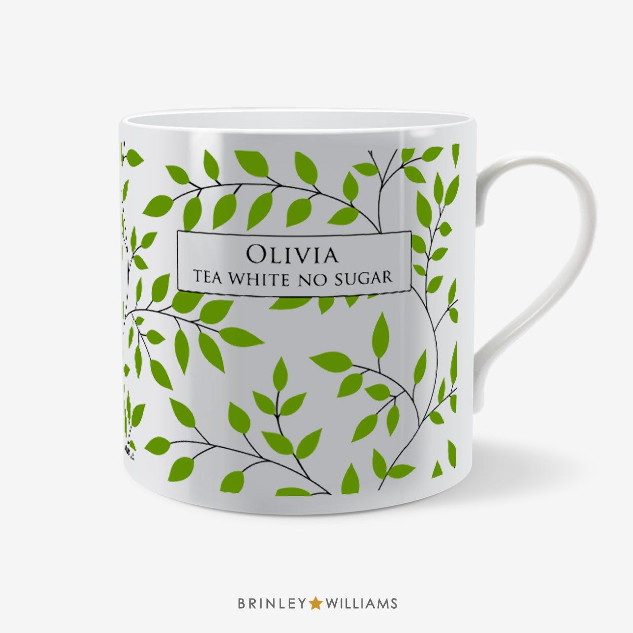 Personalised Leaves Pattern Mug - Green