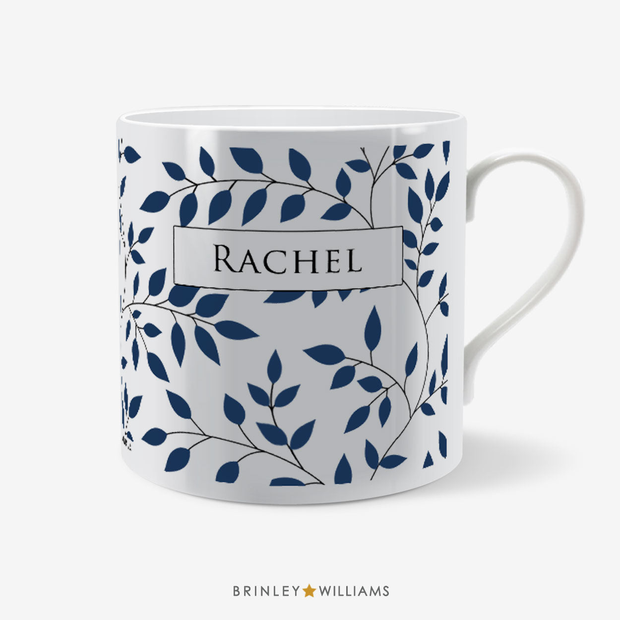 Personalised Leaves Pattern Mug - Navy