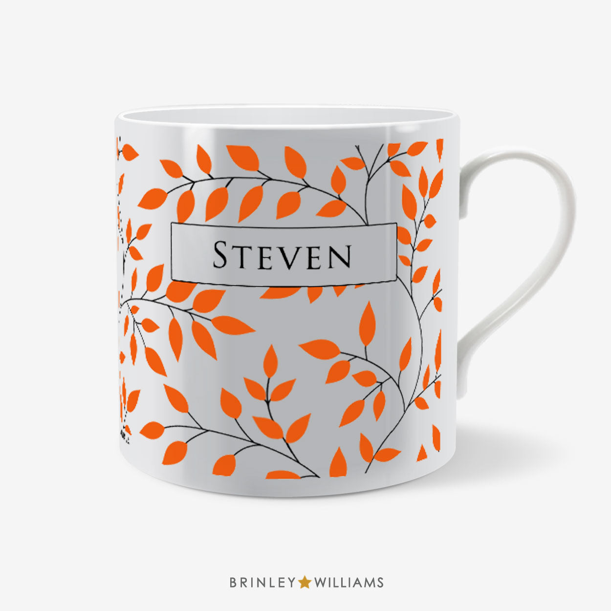 Personalised Leaves Pattern Mug - Orange