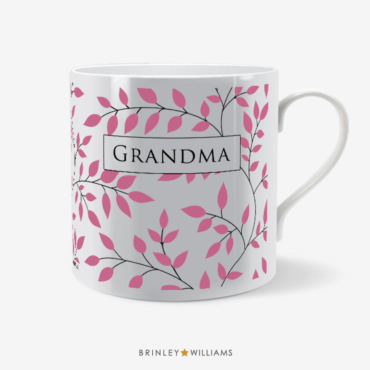 Personalised Leaves Pattern Mug - Pink