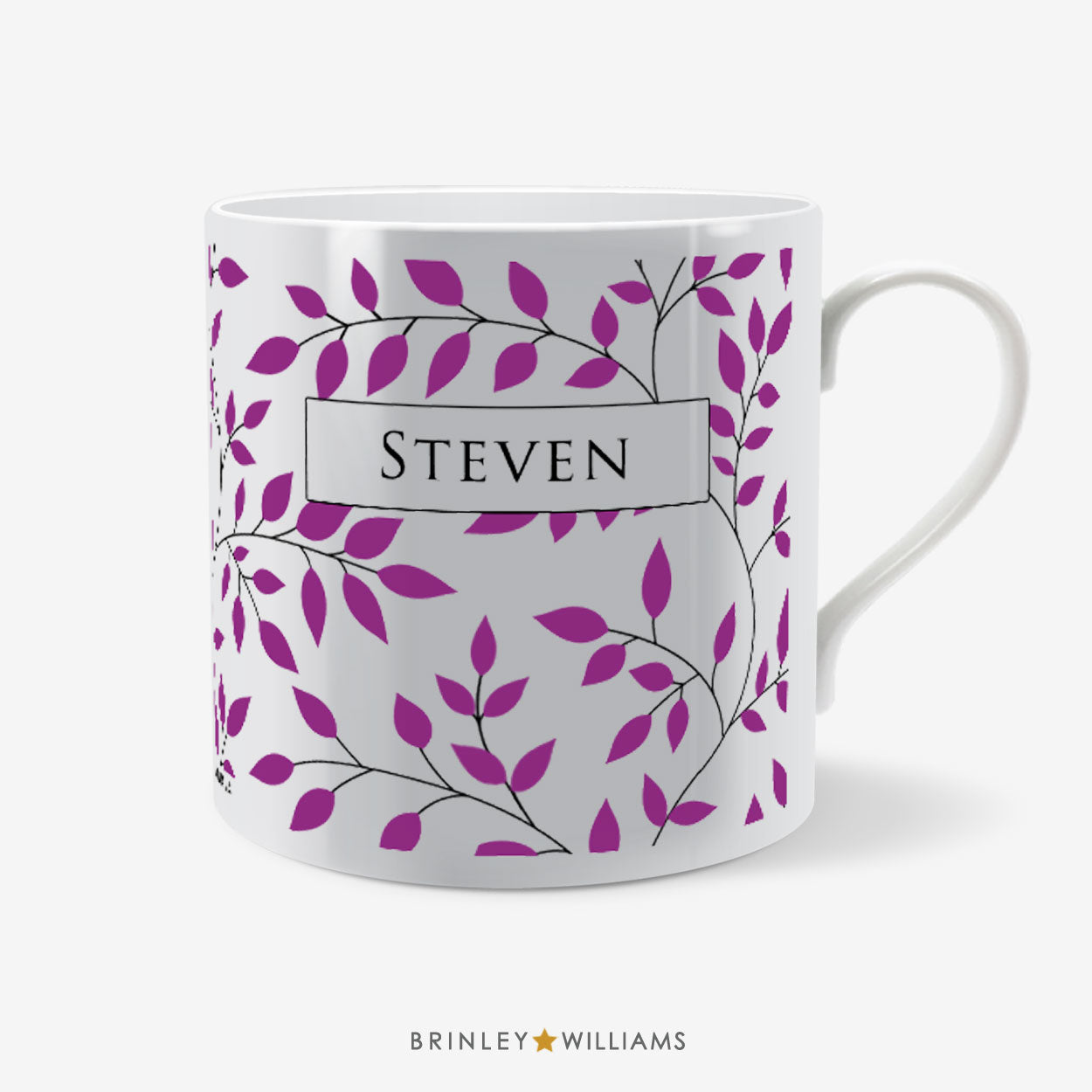 Personalised Leaves Pattern Mug - Purple