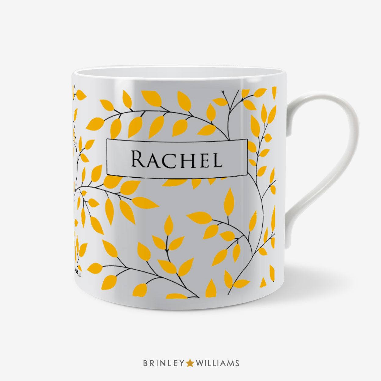 Personalised Leaves Pattern Mug - Tellow