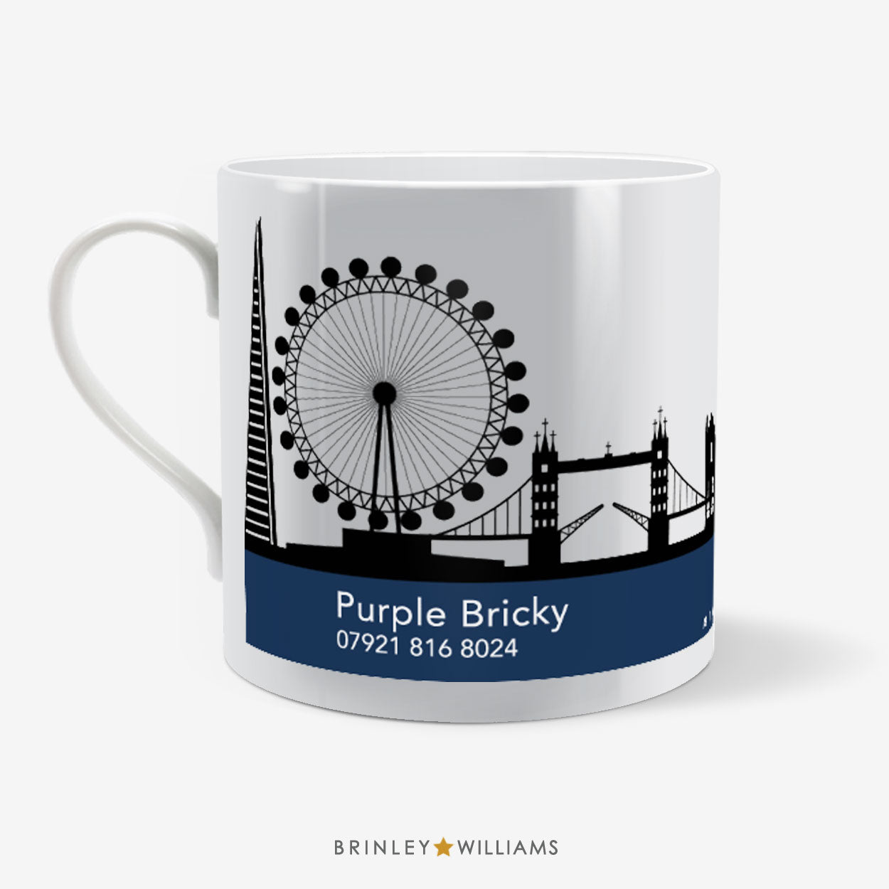 London Skyline Mug - Personalised - Navy - Back