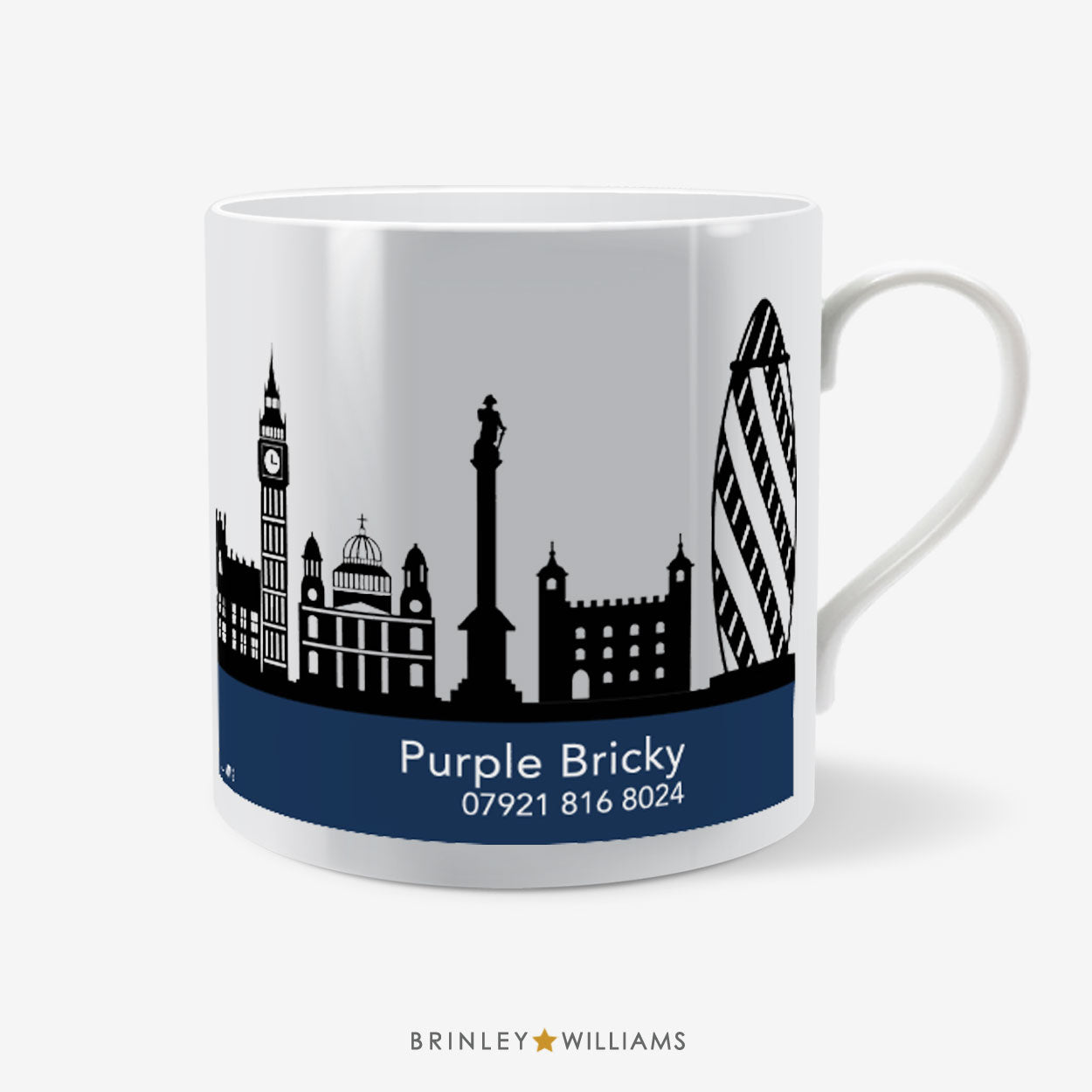 London Skyline Mug - Personalised - Navy - Front